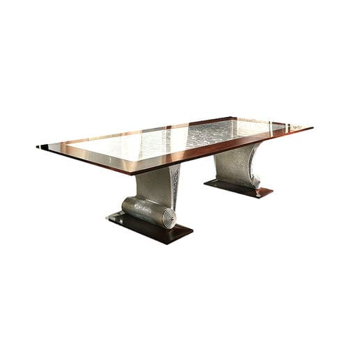 Tavolo da pranzo classico - SARAYA T 613 - Elledue srl - in legno / in vetro / con supporto in legno