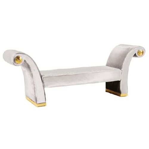 Divanetto imbottito classico - SARAYA LA 617 - Elledue srl - in velluto / con braccioli / bianco