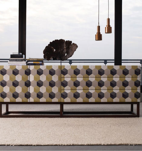 Credenza contemporanea - WIEN C  - Emmemobili - in rovere / in pelle / di Ferruccio Laviani