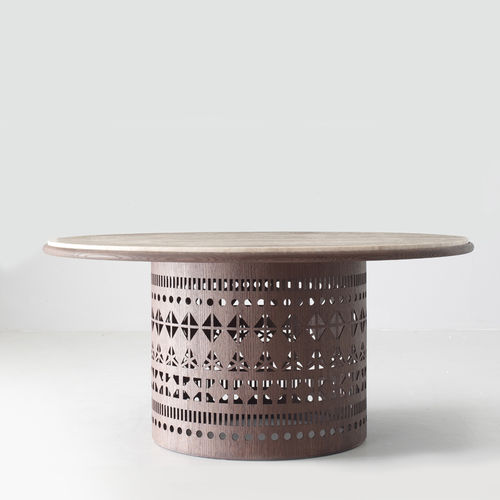 Tavolo contemporaneo - DOGON T  - Emmemobili - in marmo / con supporto in compensato / rotondo