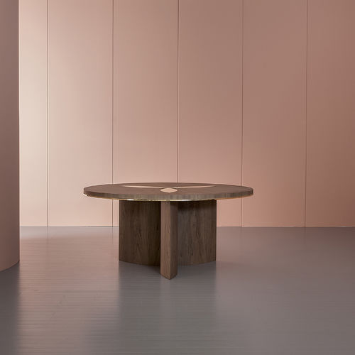 Tavolo contemporaneo - TREFOIL - Emmemobili - in rovere / in noce / in ottone lucidato