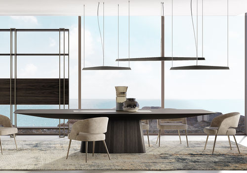 Tavolo contemporaneo - EVAN - Emmemobili - impiallacciato in legno / in legno laccato / con supporto in legno laccato