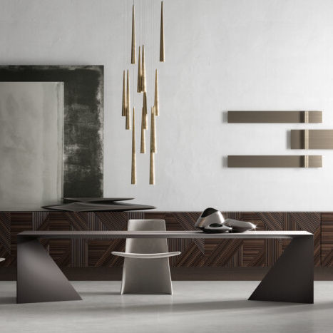 Tavolo contemporaneo - IPERBOLE - Emmemobili - in rovere / in noce / impiallacciato in legno