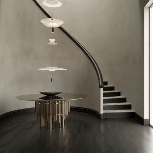 Tavolo contemporaneo - TUILERIES - Emmemobili - in vetro / con supporto in alluminio / con supporto in ottone