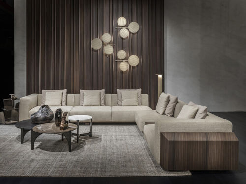 Divano modulare - HIDEAWAY - Emmemobili - contemporaneo / in tessuto / in pelle