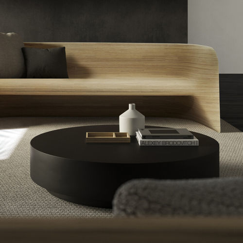 Tavolino basso contemporaneo - BORGES TT - Emmemobili - impiallacciato in legno / in legno laccato / con supporto in legno laccato