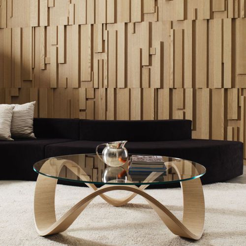 Tavolino basso contemporaneo - SUMO - Emmemobili - in vetro / in rovere / in legno laccato
