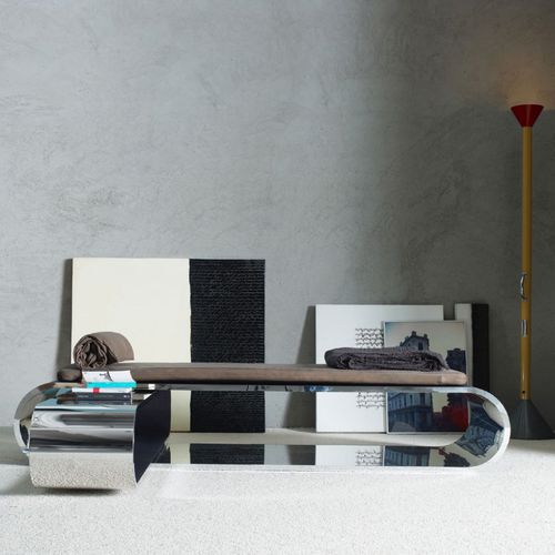 Chaise longue contemporanea - SILS   - Emmemobili - in pelle / in compensato stampato / in alluminio