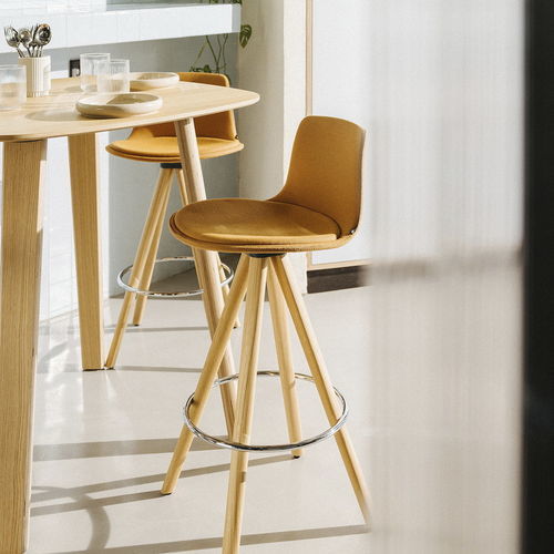 Sedia alta contemporanea - LOTTUS SPIN WOOD - Enea - da interno / in tessuto / in acciaio