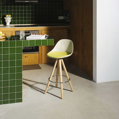 Sedia alta contemporanea - Mate Spin Wood - Enea - da cucina / in pelle / in polipropilene
