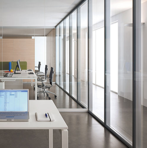 Parete fissa - WALLTECH  - ESTEL - a vetrina / in alluminio / professionale