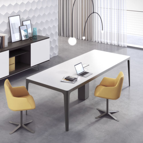 Tavolo da riunione contemporaneo - GRAND MORE - ESTEL - in metallo / in vetro / con supporto in metallo
