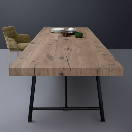 Tavolo da lavoro contemporaneo - PLOMBIER - ESTEL - impiallacciato in legno / in rovere / in metallo