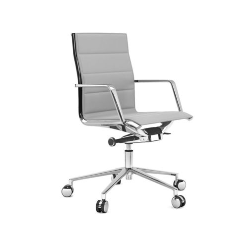 Poltrona da ufficio contemporanea - ALUMINIA - ESTEL - in pelle / in alluminio / imbottita