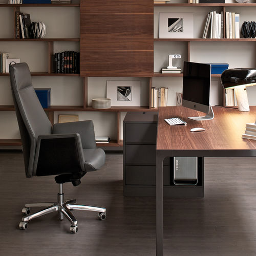 Poltrona direzionale contemporaneo - TUA - ESTEL - in pelle / in tessuto / in legno