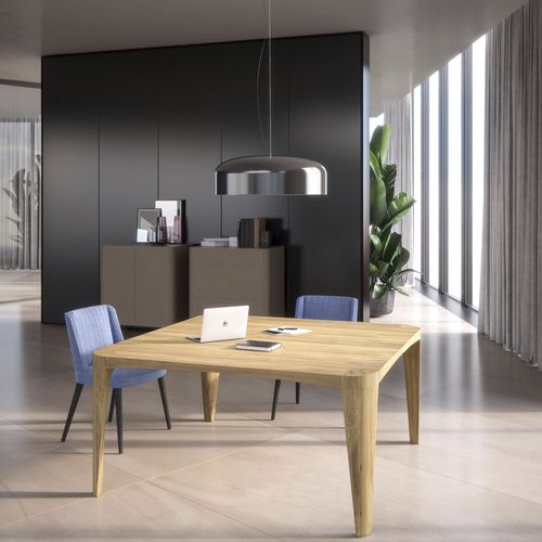 Tavolo contemporaneo - TERRA - ESTEL - in quercia naturale / con supporto in legno / rettangolare