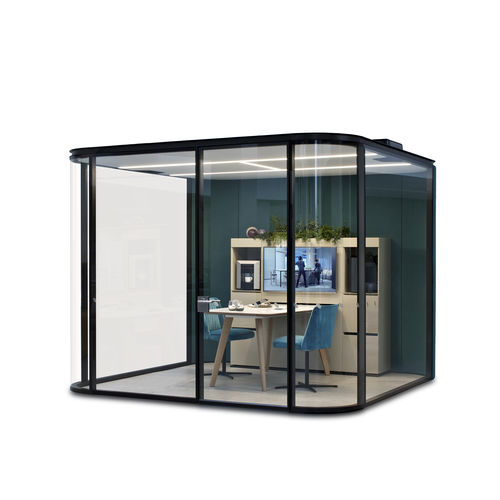 Isola di privacy per ufficio acustica - ESTEL - vetrata / per riunioni / in vetro