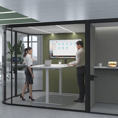 Tavolo alto contemporaneo - EVO HP - ESTEL - in rovere / con supporto in acciaio / rettangolare