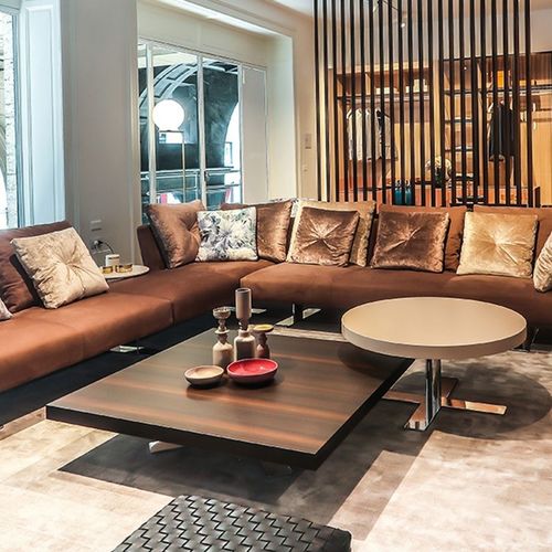 Tavolino basso contemporaneo - SAINT BARTH - ESTEL - in legno / in ceramica / con supporto in metallo