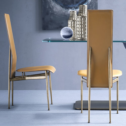 Sedia da pranzo contemporanea - S44 - fasem - da interno / in pelle / con supporto in acciaio