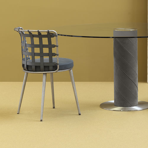 Sedia da pranzo contemporanea - LOLA - fasem - da interno / in pelle / con supporto in acciaio