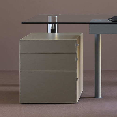Cassettiera per ufficio in MDF - ALA - fasem - in pelle bovina / 3 cassetti