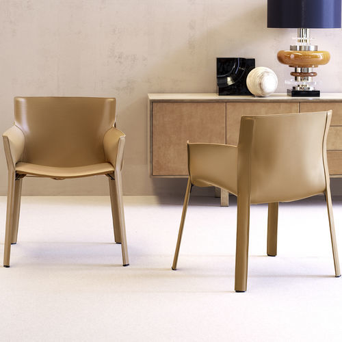 Sedia da ufficio contemporanea - P90 - fasem - da interno / in pelle / con supporto in acciaio