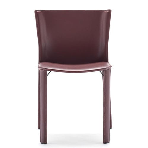 Sedia da pranzo contemporanea - S92 - fasem - da interno / in pelle / con supporto in acciaio