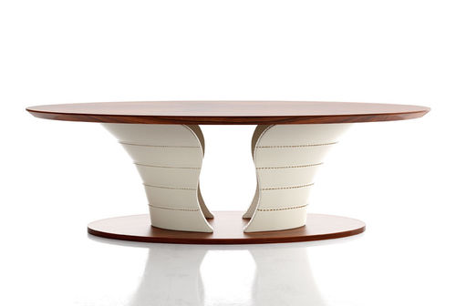 Tavolo da pranzo contemporaneo - Tulip - Formenti - in legno / con supporto in cuoio / con supporto tessuto