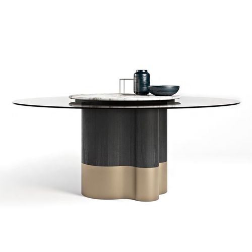 Tavolo da pranzo contemporaneo - MARYGOLD - Formitalia Group - in vetro / con supporto in metallo spazzolato / con supporto in legno