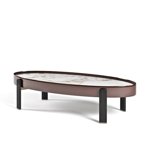 Tavolino basso contemporaneo - KEAN  - Formitalia Group - in pelle / in marmo / con supporto in frassino