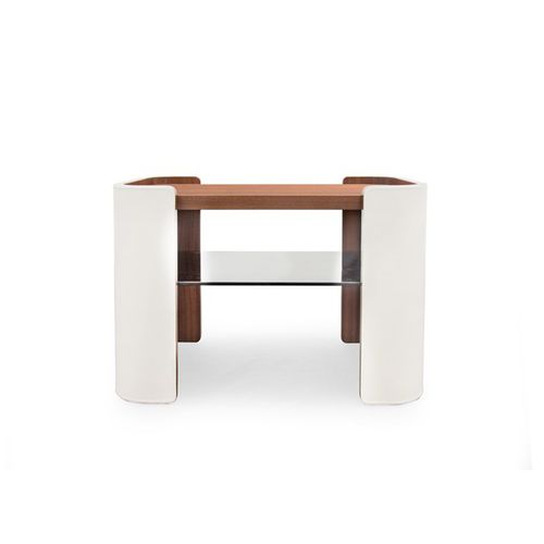 Comodino contemporaneo - DOWNTOWN  - Formitalia Group - impiallacciato in legno / in vetro / con supporto in legno