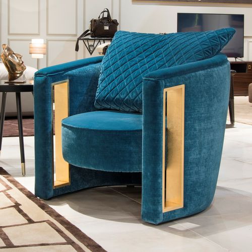 Poltrona contemporanea - RACHELE - Formitalia Group - in velluto / in ottone / grigia