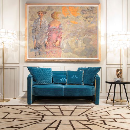 Divano contemporaneo - RACHELE - Formitalia Group - in velluto / blu / con supporto in ottone