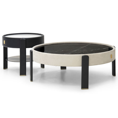Tavolino basso contemporaneo - KEAN  - Formitalia Group - in pelle / in marmo / con supporto in frassino
