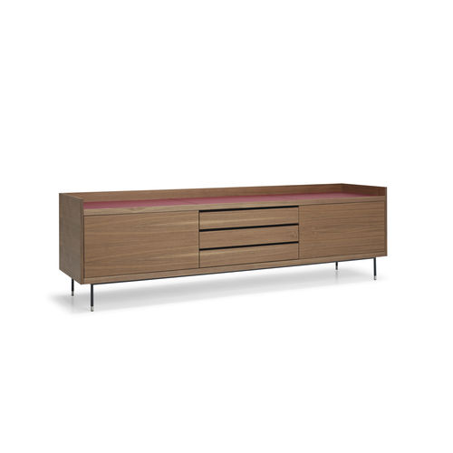 Credenza contemporanea - Priv&eacute; B - Frag - in noce / in acciaio laccato / in vetro
