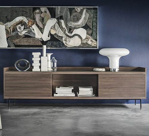 Credenza contemporanea - Priv&eacute; A - Frag - in noce / in metallo / in vetro