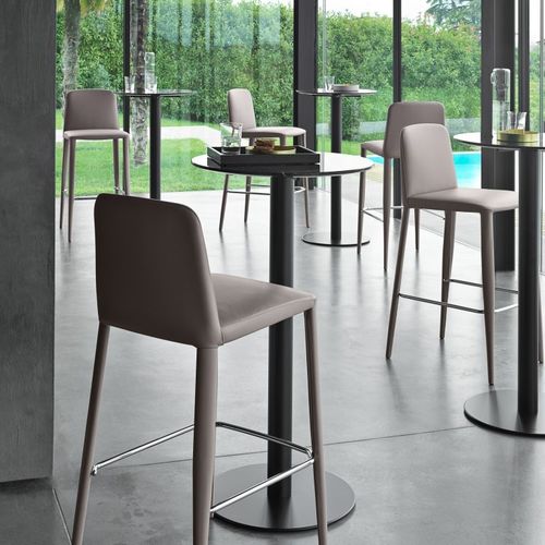 Tavolo alto contemporaneo - Doni 110 - Frag - in marmo / con supporto in acciaio laccato / rotondo