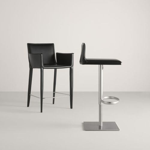 Sedia alta contemporanea - Latina CP - Frag - da interno / in pelle / in acciaio