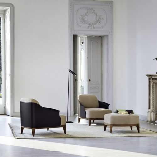 Poltrona contemporanea - Coccon - Frag - in tessuto / in pelle / in noce
