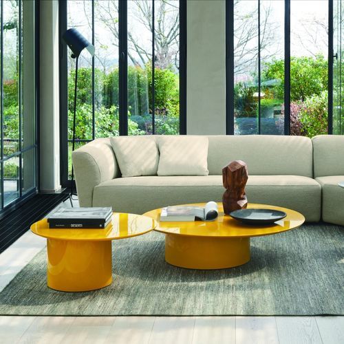 Tavolino basso contemporaneo - Myon 120 - Frag - in MDF laccato / in marmo / con supporto in MDF laccato