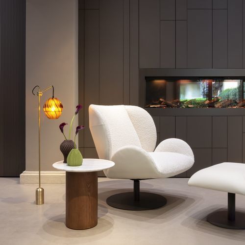 Tavolo d'appoggio contemporaneo - Myon 48 - Frag - in MDF laccato / in marmo / con supporto in MDF laccato