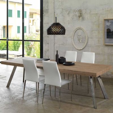 Tavolo contemporaneo - T52 DENVER - Friulsedie Sud by Dalmasson - in rovere / in cromo / rettangolare