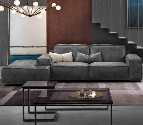 Divano modulare - SACAI - Gamma Arredamenti International - contemporaneo / in pelle / grigio