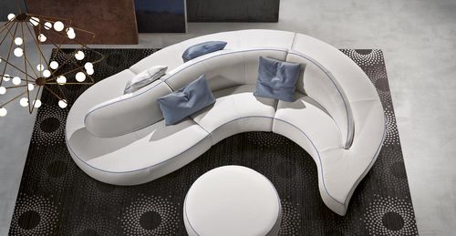 Divanetto imbottito modulare - WAVE - Gamma Arredamenti International - contemporaneo / in pelle / con schienale