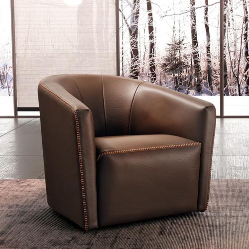 Poltrona contemporanea - SHARON - Gamma Arredamenti International - in pelle / marrone