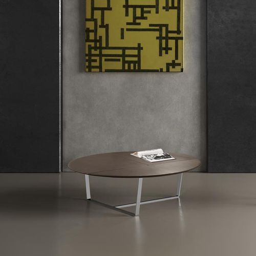 Tavolino basso contemporaneo - T49 - Gamma Arredamenti International - in metallo verniciato / in pelle / rotondo