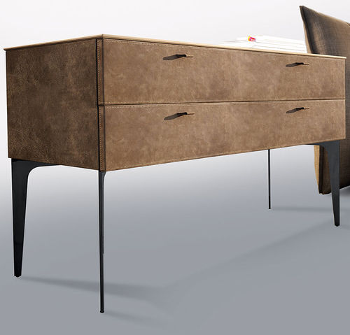 Comodino classico - K08 - Gamma Arredamenti International - in vetro fumè / in acciaio inossidabile / in pelle