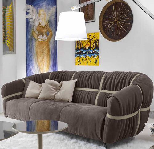 Divano contemporaneo - CROSSOVER - Gamma Arredamenti International - in pelle / marrone / bianco