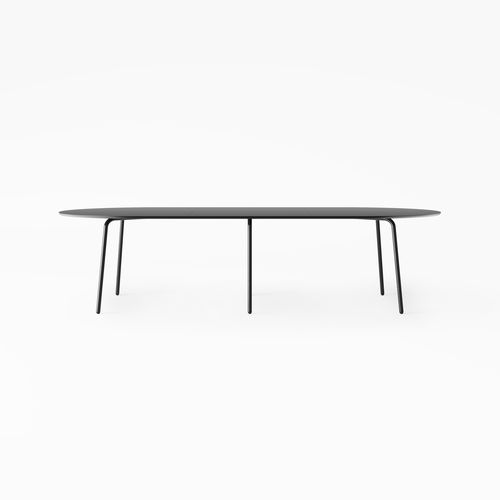 Tavolo contemporaneo - NEST  - + HALLE - in laminato / con supporto in acciaio termolaccato / rotondo